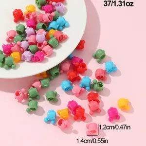 Colorful small bear hair clips set, plastic mini dreadlock braid beads for girls hair styling.