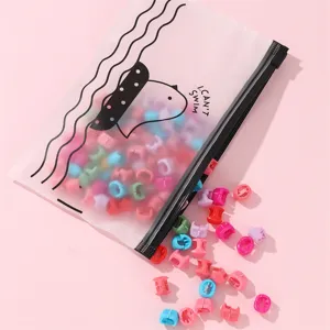 Colorful hair braid beads and clips set in frosted storage bag for stylish braided hairstyles.