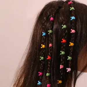 Colorful mini bear hair clips set for braids, cute styling accessories for women and girls