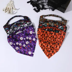 Halloween Headband Fabric Printed Skull Pumpkin Ghost Hair Band Elastic Hair Accessories For Women Party Festival