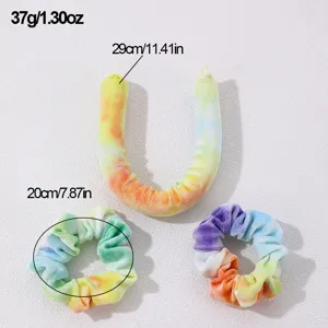 Heatless hair curler set tie-dye velvet curling rod with two scrunchies for wave hair.