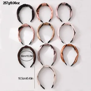 10pcs solid color satin knotted headbands set, autumn winter elegant hair accessories for women.