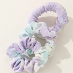Tie-dye velvet heatless curling ribbon set, soft plush material for comfortable nighttime hair styling.