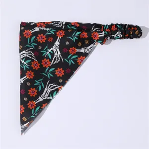 Halloween skull bone hand print hair band elastic triangle headwear daily accessory