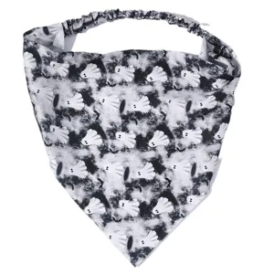 Halloween cute ghost print triangular hair band elastic fabric headwrap for women daily wear
