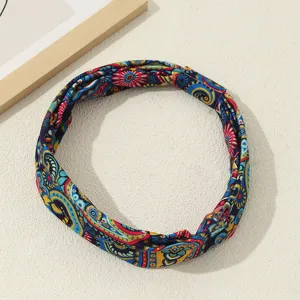 Bohemian ethnic paisley printed fabric headband retro style hair band women hair accessory