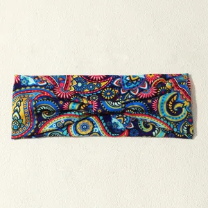 Retro ethnic paisley print fabric headband for women, stylish twist hair accessory.