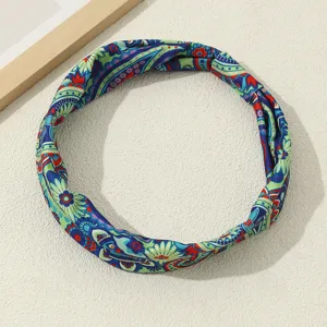 Vintage Boho Floral Printed Fabric Twisted Headband Fashion Hair Accessories For Women.