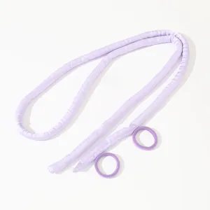 Kit de ruban à friser en satin sans chaleur avec deux chouchous pour des ondes et cheveux longs.