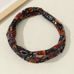 Retro ethnic print fabric headband for women, stylish vintage hair accessory for daily wear.