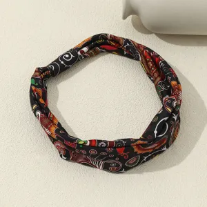 Vintage bohemian floral print fabric headband for women, stylish ethnic hair accessory
