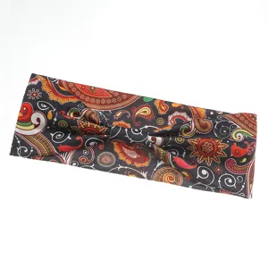 Retro paisley print fabric headband for women, stylish bohemian vintage hair accessory.