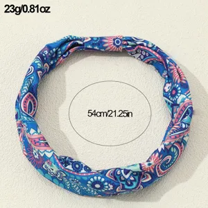 Retro ethnic style floral print fabric headband, comfortable hair accessory for daily wear.