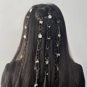 Hair braid rings set, dreadlocks jewelry clips charms for women girls styling accessories.