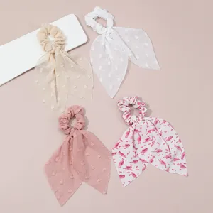 Set de chouchous à cheveux en mousseline style français, accessoires élégants pour femmes.