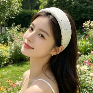 Estate fascia larga a pois chiffon plissettato accessorio per capelli stile coreano donna