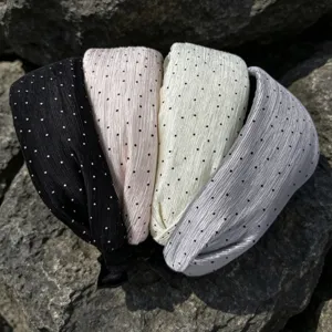 Stiloso e alla moda cerchietto per capelli in chiffon plissettato a pois per donna
