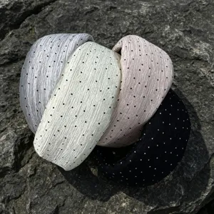 Fascia per capelli larga a pois colorati estiva chiffon plissettato cerchietto donna elegante