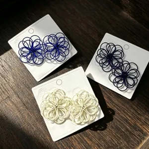 Handmade Woven Hollow Floral Stud Earrings With 925 Sterling Silver Earring Post Niche Resort Style Women Jewelry