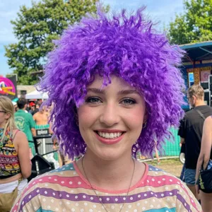 Purple Afro Wig Fluffy Curly Hair Clown Wig For Halloween Cosplay Party Fancy Dress Fan Cheering Costume Accessories