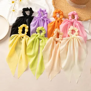 Chouchous de Cheveux Longs Streamer pour Femmes Doux Tissu Satin Bande de Cheveux Élégant Porte-Queue de Cheval Accessoires de Cheveux de Mode