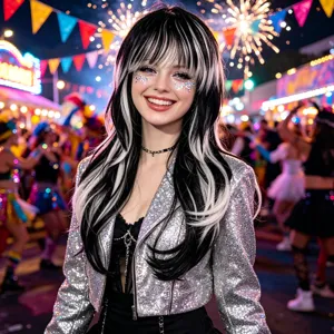 Halloween Cosplay Party Long Straight Layered Wig Synthetic Hair Festival Party Hair Styling Long Wig For Women