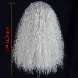 Silver white long curly wigs elf witch cosplay full cap 56cm 22inch Halloween prop