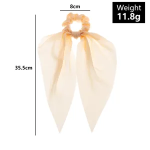 Élégant chouchou en satin avec longs rubans pour femmes, accessoire de cheveux d'été doux.