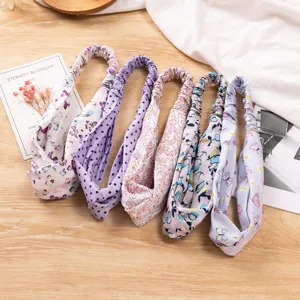 Fascia elastica incrociata con fiori stile coreano grazioso accessorio per capelli 1pz