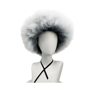Gradient fluffy afro curly synthetic wig for cosplay white black carnival party hair piece