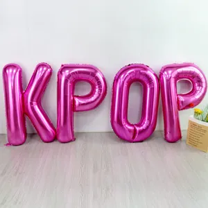 Pink KPOP letter foil balloons for music festival birthday party decoration and celebration.