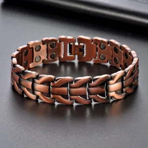 Retro fashion pure copper magnetic bracelet with dragon pattern, adjustable health wrist jewelry.