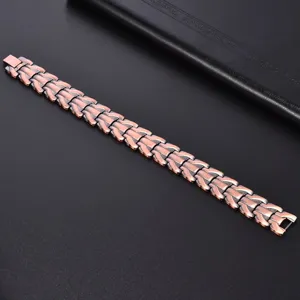 Pure copper magnetic link bracelet vintage style fashion jewelry for men and women daily wear