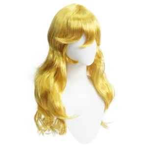 Blonde long wavy cosplay wig for anime character costume party and Halloween main view display
