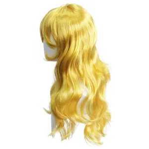 Long wavy yellow cosplay wig synthetic hair for Halloween party costume dress up items