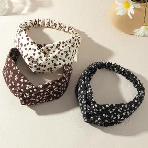 Damen Mode Floral Kreuz Verdreht Stirnband Elastisch Weich Stoff Haarband Yoga Gesicht Waschen Haarschmuck