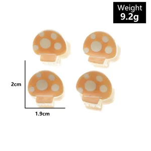 Cute mini mushroom hair claw clips sweet candy color hair accessories for daily wear 4pcs