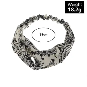 Schwarz-weißer Paisley-Muster Satin Kreuz Haarreif, elegantes und leichtes Haaraccessoire.