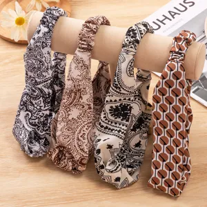 Retro bedrucktes gekreuztes Satin Stirnband elegante Haarbänder für Damen Sommer Haarschmuck