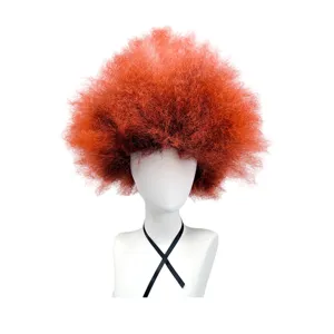 Vibrant orange fluffy curly afro wig, perfect for cosplay parties, Halloween, and fun carnival events.