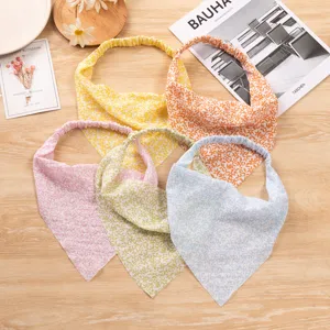 Floral print elastic triangular headband pastoral style hair accessory for women everyday wear