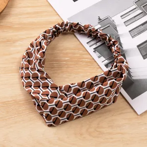 Retro Kreuz Satin Haarreif mit geometrischem Print, stilvolles süßes Haaraccessoire für Damen Alltag.