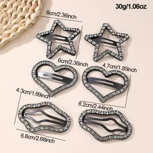 Rhinestone star hair clips set, sparkling crystal side hair pins, elegant hair accessories.