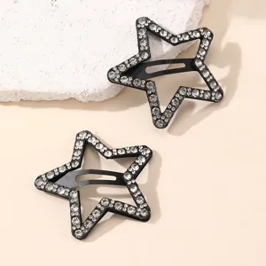 Rhinestone star BB hair clips for women, sparkling crystal hair accessories for side bangs.