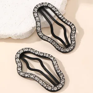 Elegant rhinestone hair clips sparkling crystal black BB hairpins for women bangs side styling.
