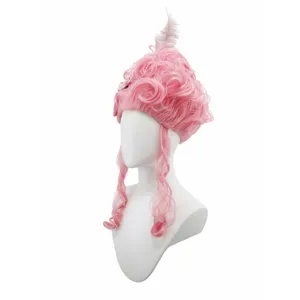 Baroque pink flower court wig historical Marie Antoinette costume wig for party stage show