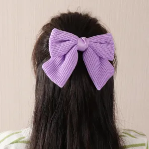 Purple knitted bow hair clip detail, elegant cute hair accessory for women and girls daily wear