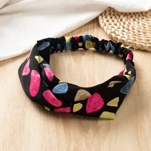 Koreaanse stijl brede sateen kruis haarband met kleurrijke abstracte print voor dagelijks detail