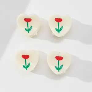 Cute tulip hair claw clip set for women, sweet heart shaped mini acrylic hair accessories.