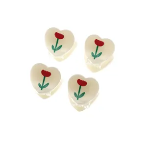 Cute tulip heart hair claw clip, sweet style mini hair accessory for daily styling detail.